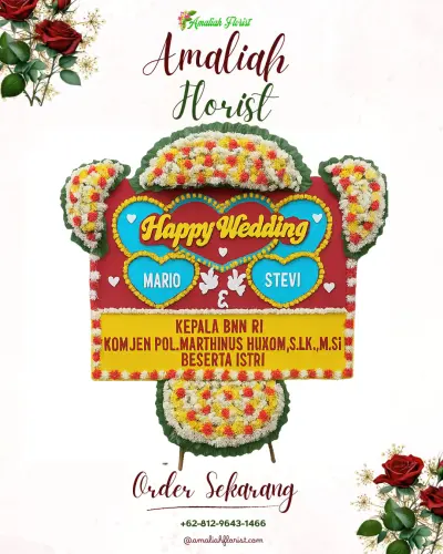 Karangan Papan Bunga Pernikahan di Mayang Mangurai